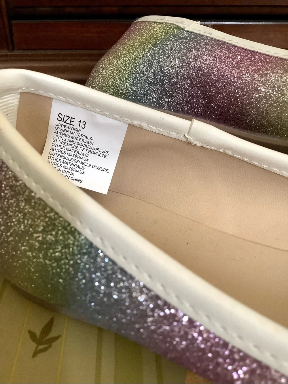 Gymboree Girls Rainbow Pastel Glitter Ombre Bow Ballet Flats Dress Shoes Size 13